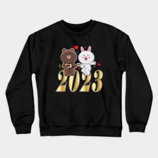 Brown Bear Cony Bunny Rabbit New Year 2023 Crewneck Sweatshirt